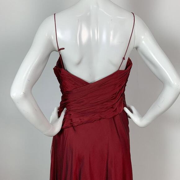 Carmen Marc Valvo Signature Deep Red Silk Cocktail Dress - Picture 8 of 12